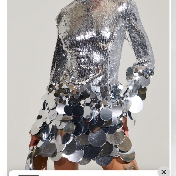 AKIRA Silver Sequin Mini Dress - Picture 5 of 5